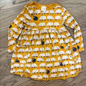 Hanna Andersson Mustard Sheep Print Dress